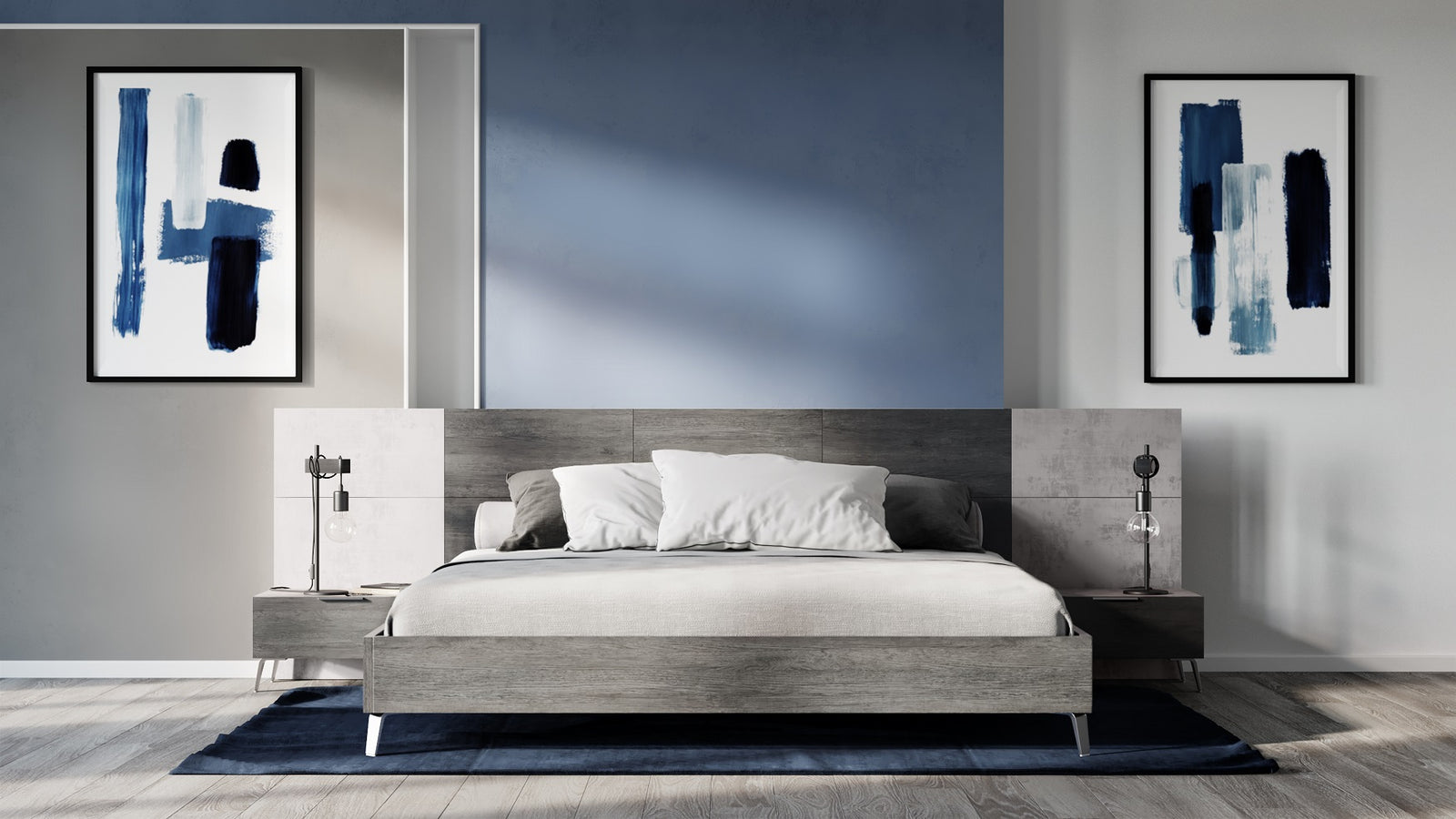 Bronx Italian Modern Faux Concrete & Grey Bed - View 7
