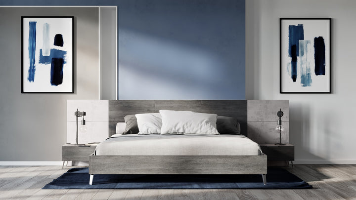 Bronx Italian Modern Faux Concrete &amp; Grey Bed