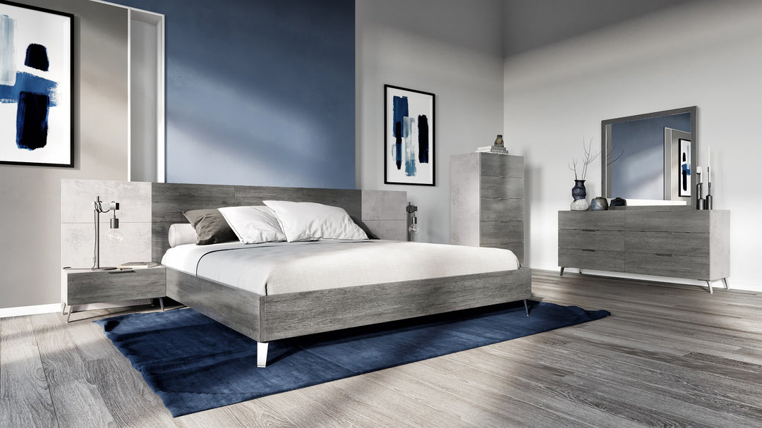 Bronx Italian Modern Faux Concrete  and  Grey Bed