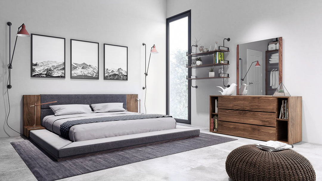 Jagger Modern Dark Grey & Walnut Bed