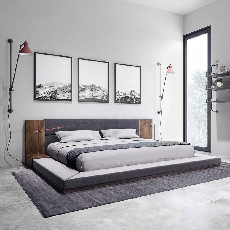 Jagger Modern Dark Grey & Walnut Bed