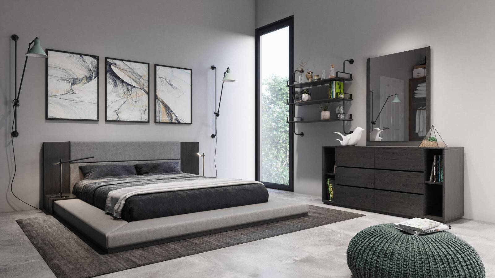 Jagger Modern Grey Bedroom Set