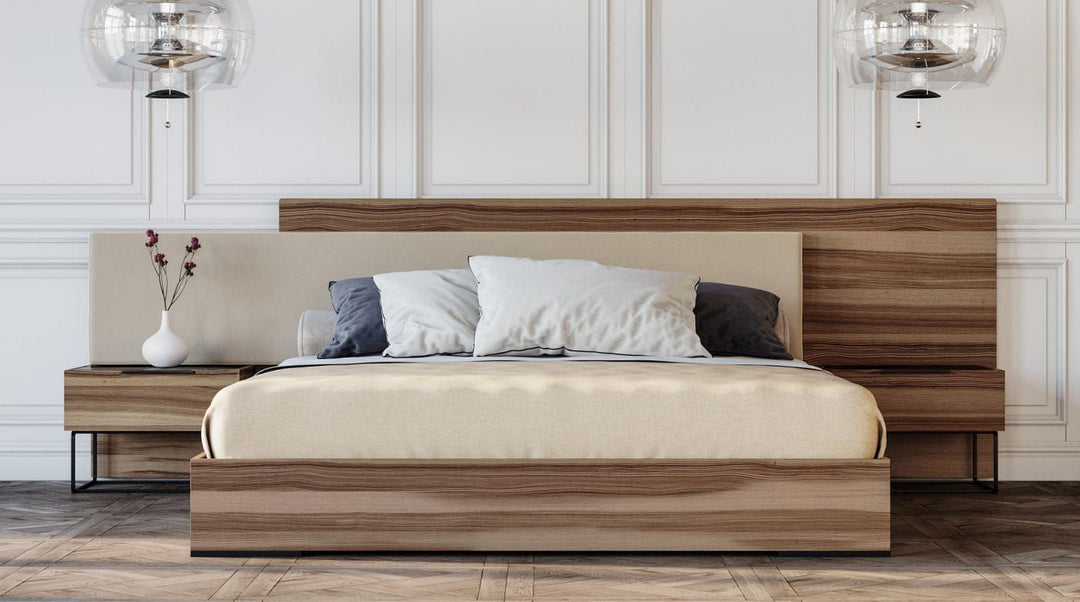 Matteo - Italian Modern Walnut & Fabric Bed