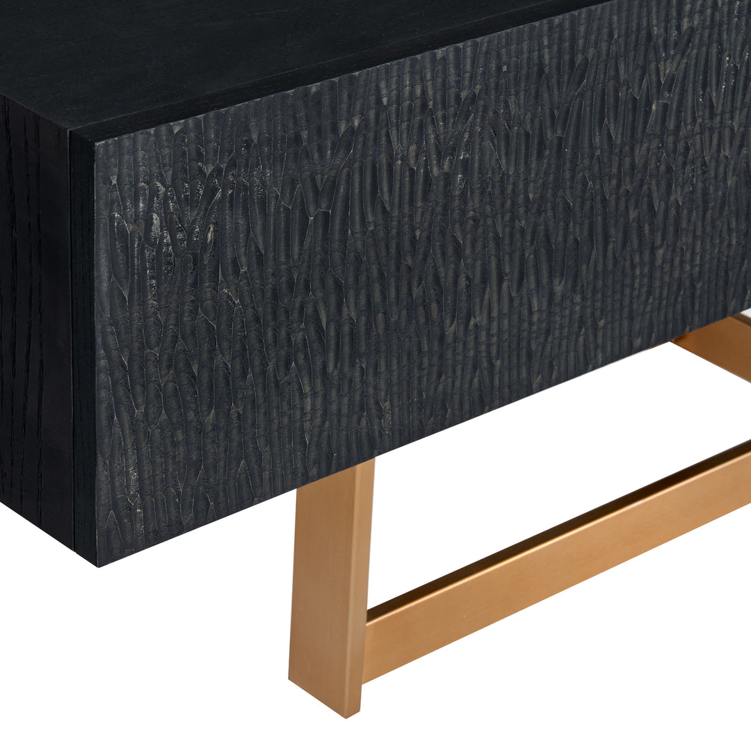 Tasha - Modern Black Ash + Brushed Gold TV Stand