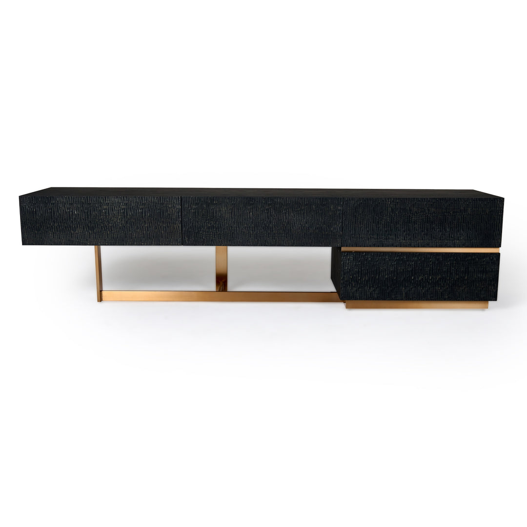 Tasha - Modern Black Ash + Brushed Gold TV Stand