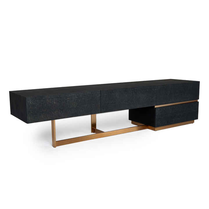 Tasha - Modern Black Ash + Brushed Gold TV Stand