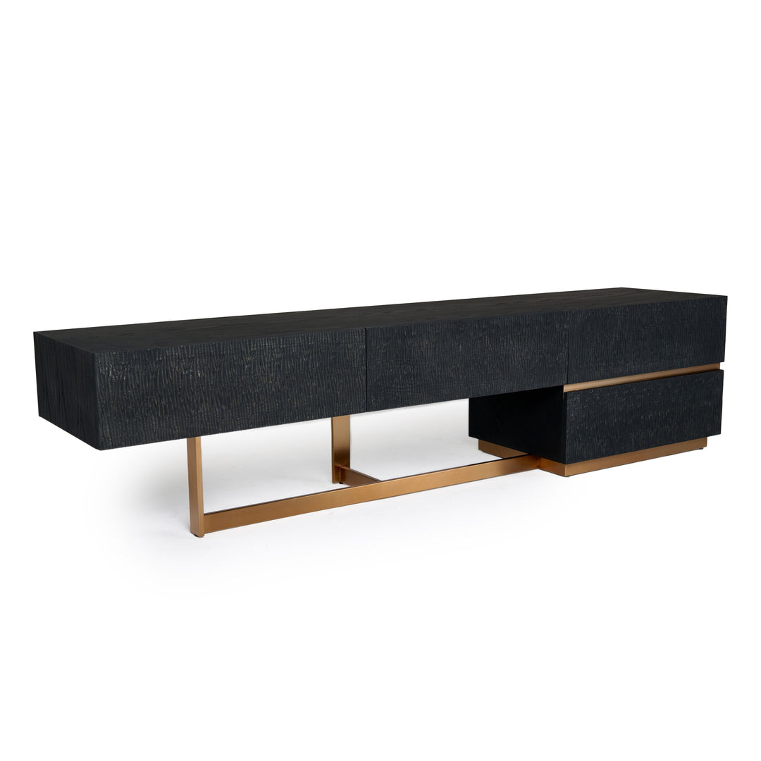 Tasha - Modern Black Ash + Brushed Gold TV Stand