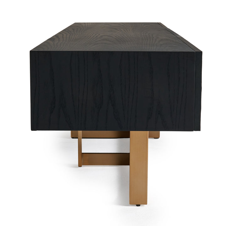 Tasha - Modern Black Ash + Brushed Gold TV Stand
