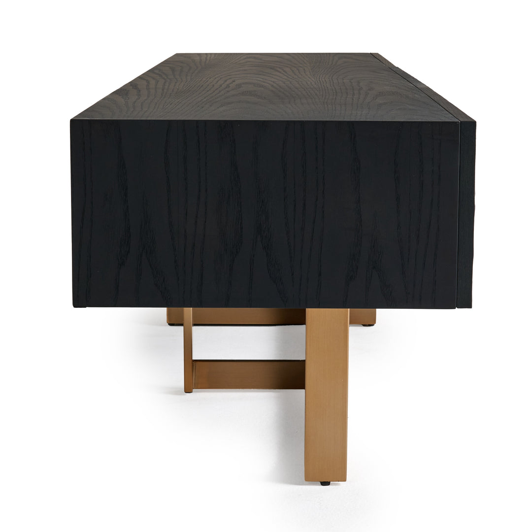 Tasha - Modern Black Ash  Brushed Gold TV Stand