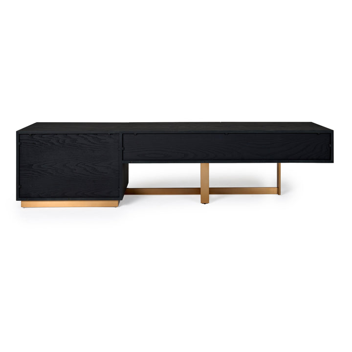 Tasha - Modern Black Ash + Brushed Gold TV Stand