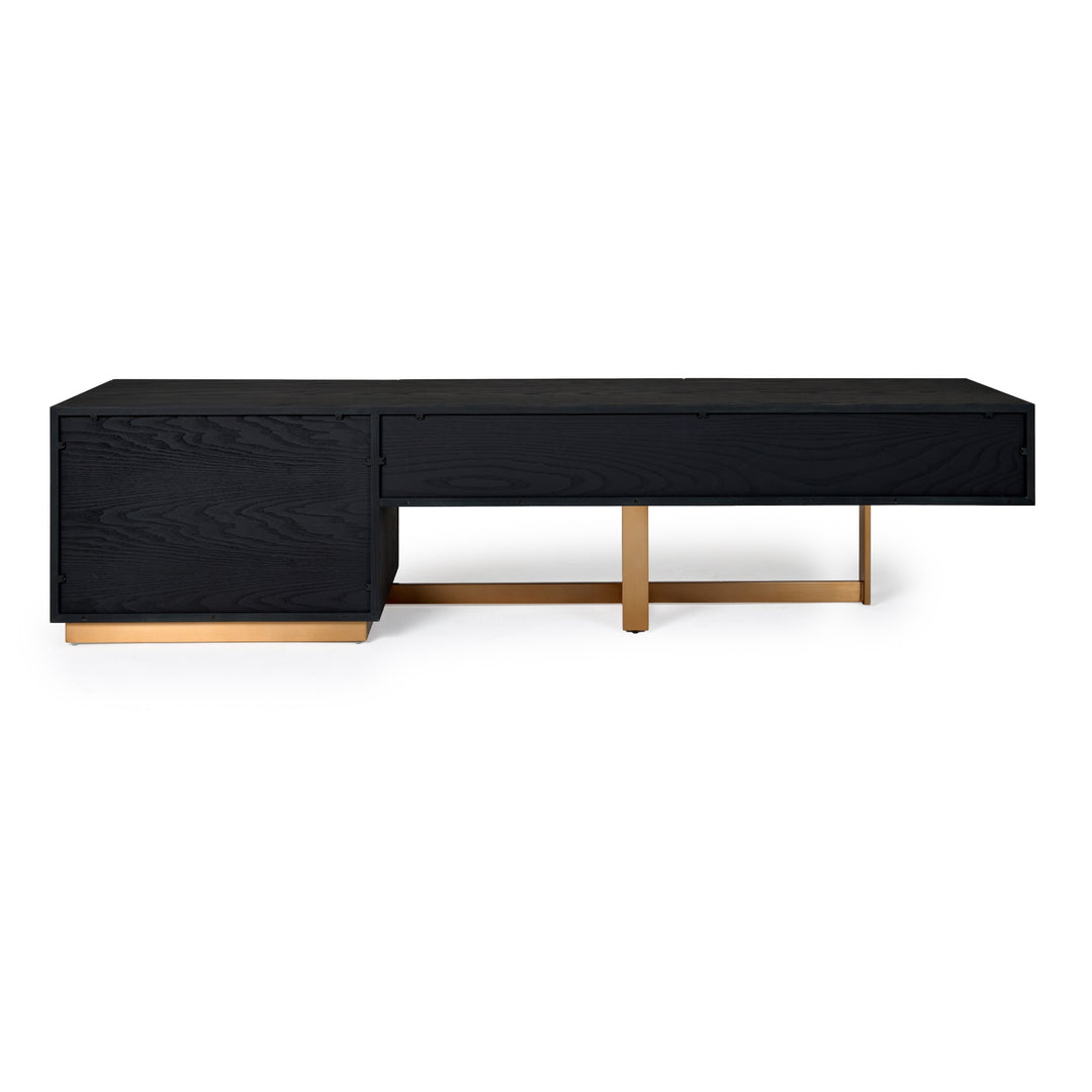 Tasha - Modern Black Ash + Brushed Gold TV Stand