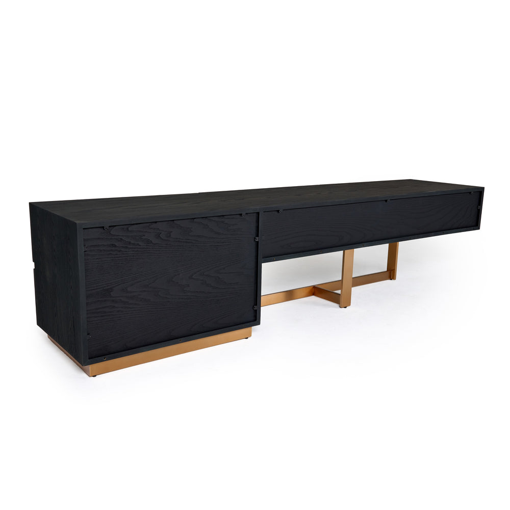 Tasha - Modern Black Ash + Brushed Gold TV Stand - View 7
