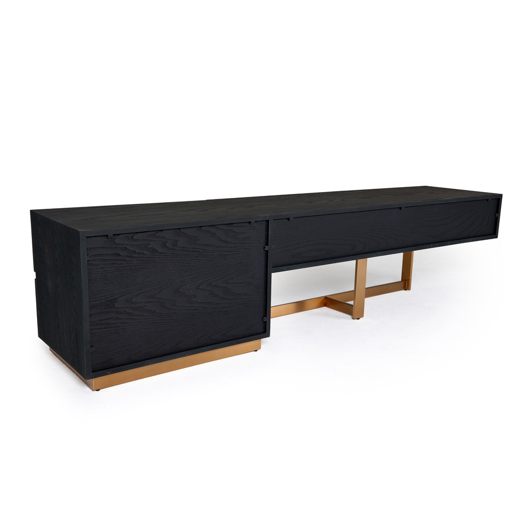 Tasha - Modern Black Ash + Brushed Gold TV Stand