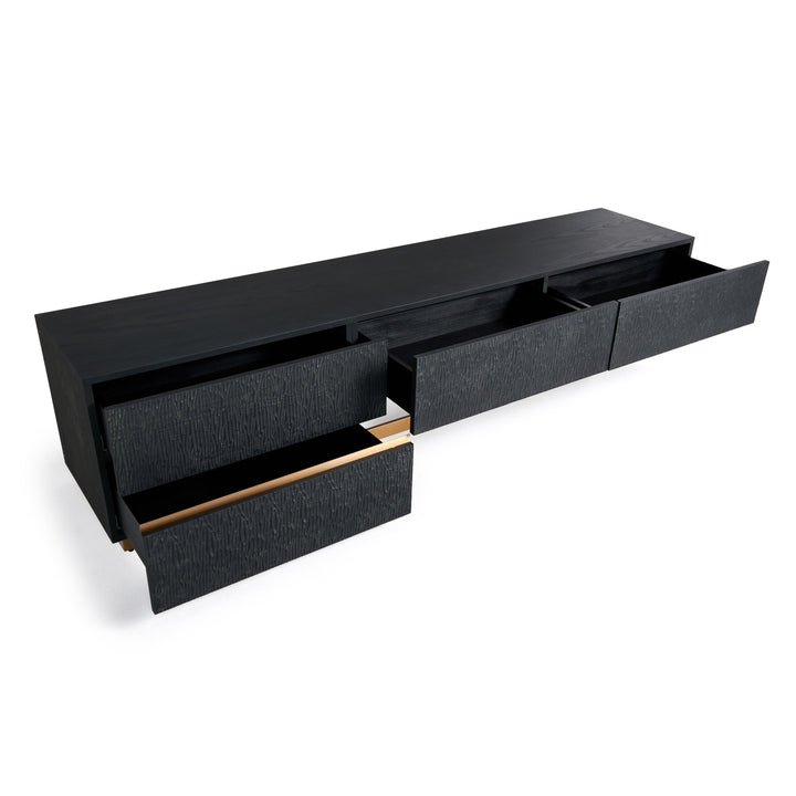 Tasha - Modern Black Ash + Brushed Gold TV Stand