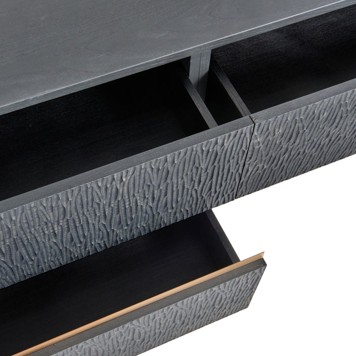 Tasha - Modern Black Ash + Brushed Gold TV Stand