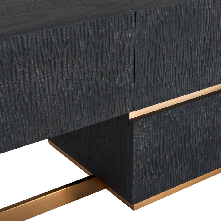Tasha - Modern Black Ash + Brushed Gold TV Stand