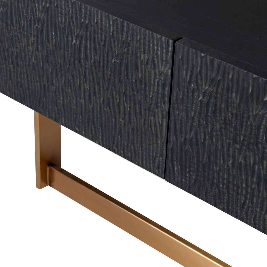 Tasha - Modern Black Ash + Brushed Gold TV Stand
