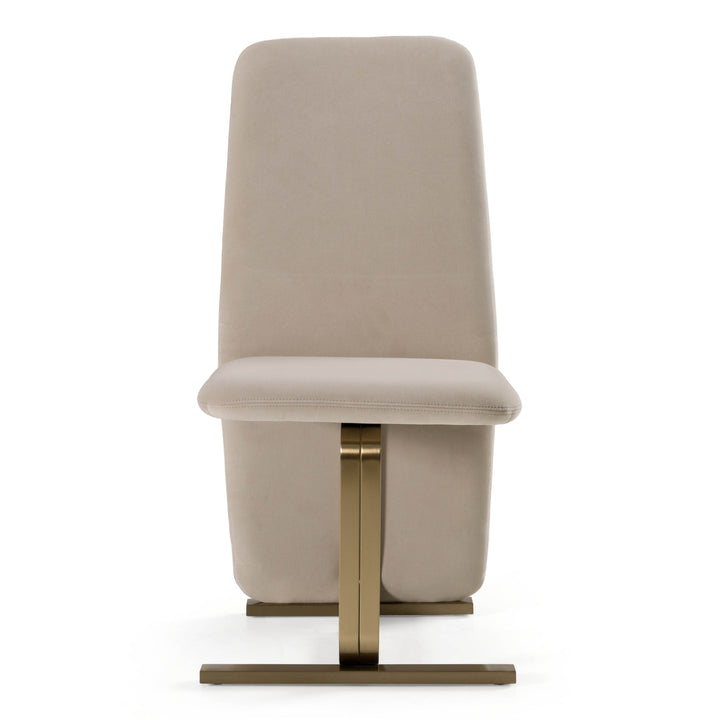 Tasha - Modern Light Beige Grey Velvet + Brushed Brass Dining Chair (Set of 2)