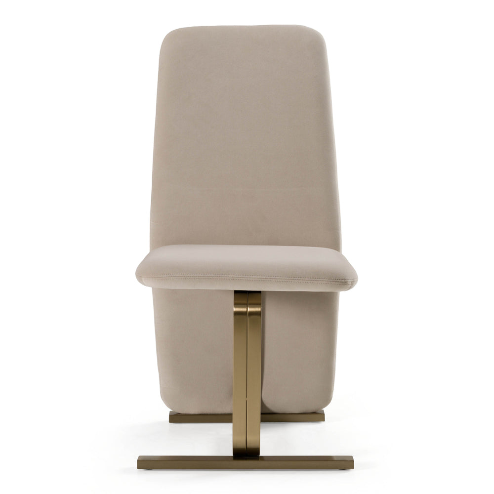 Tasha - Modern Light Beige Grey Velvet + Brushed Brass Dining Chair (Set of 2) - View 3