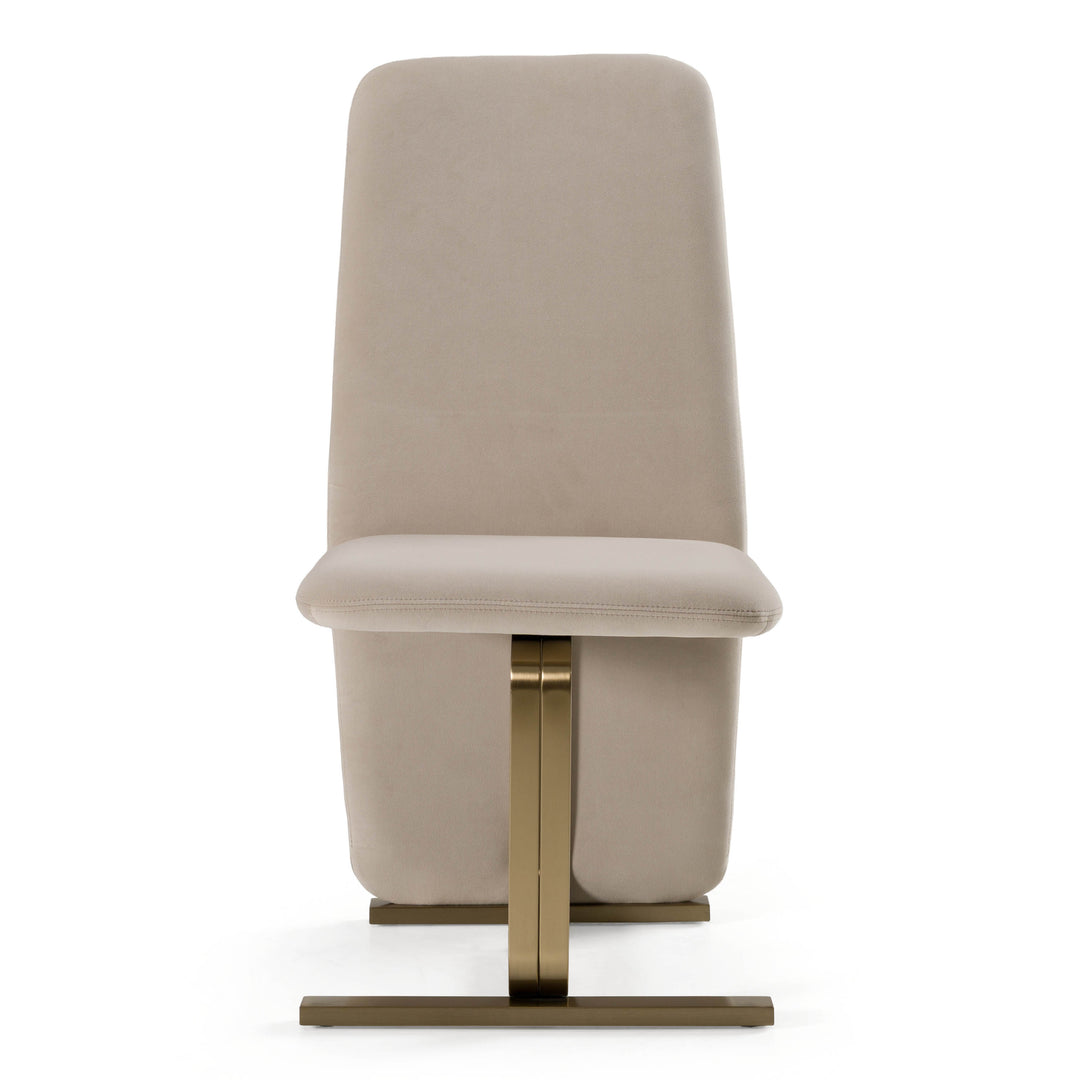 Tasha - Modern Light Beige Grey Velvet  Brushed Brass Dining Chair 