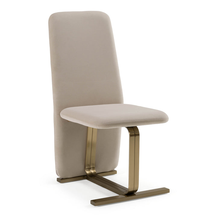 Tasha - Modern Light Beige Grey Velvet  Brushed Brass Dining Chair 