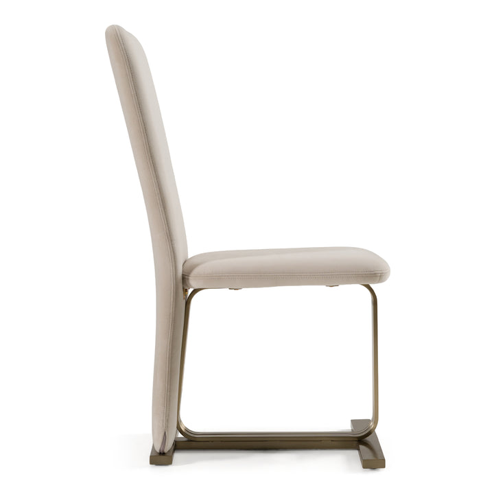 Tasha - Modern Light Beige Grey Velvet + Brushed Brass Dining Chair (Set of 2)