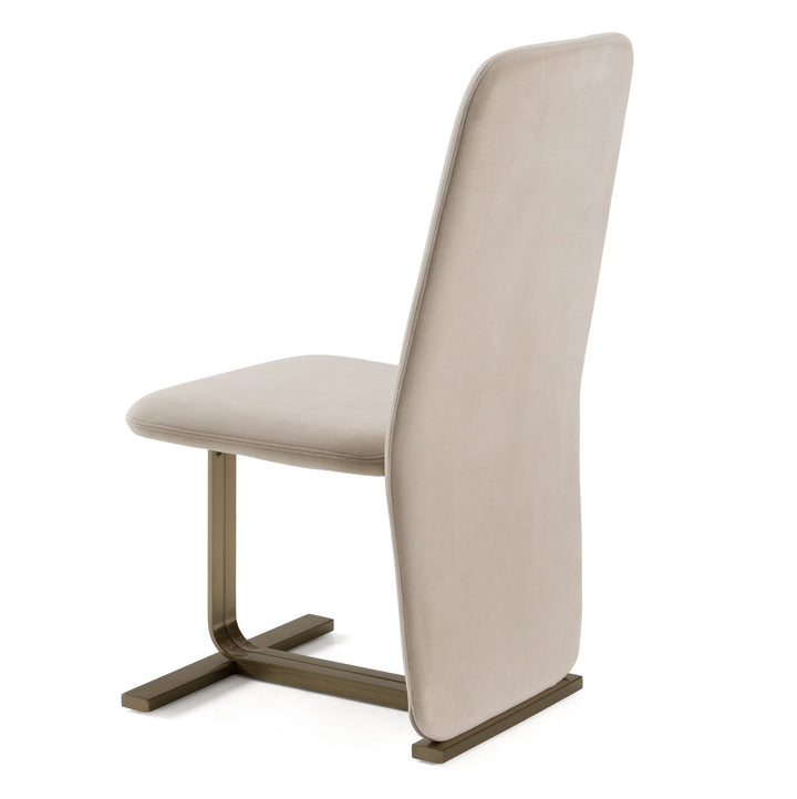 Tasha - Modern Light Beige Grey Velvet  Brushed Brass Dining Chair 