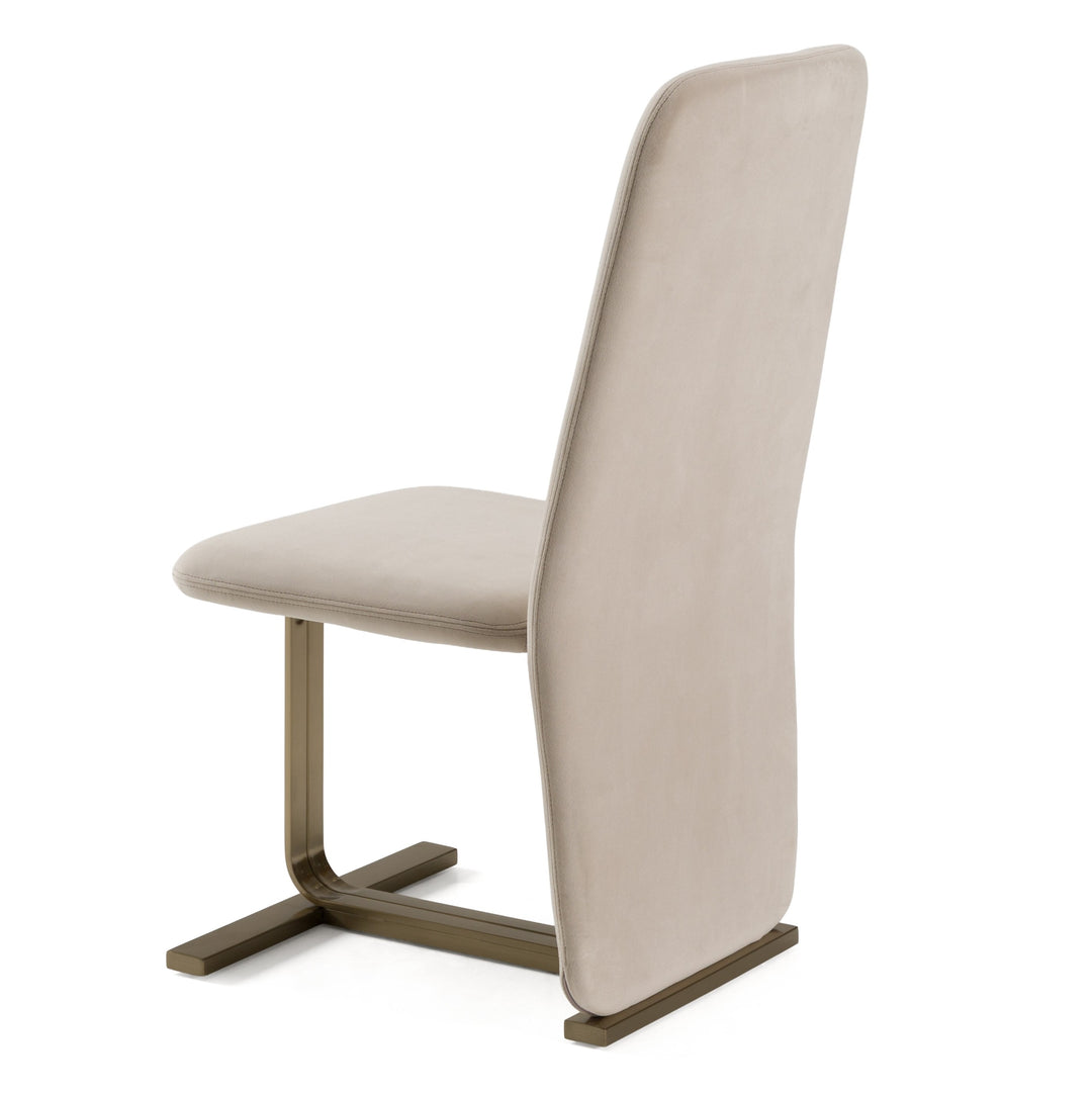 Tasha - Modern Light Beige Grey Velvet + Brushed Brass Dining Chair (Set of 2)