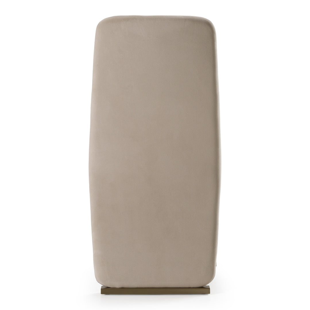 Tasha - Modern Light Beige Grey Velvet  Brushed Brass Dining Chair 