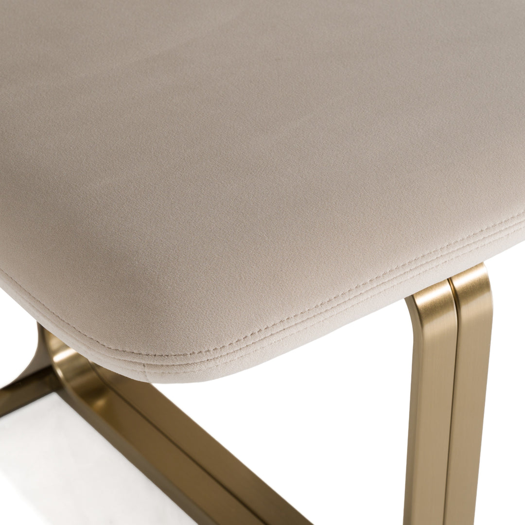 Tasha - Modern Light Beige Grey Velvet  Brushed Brass Dining Chair 