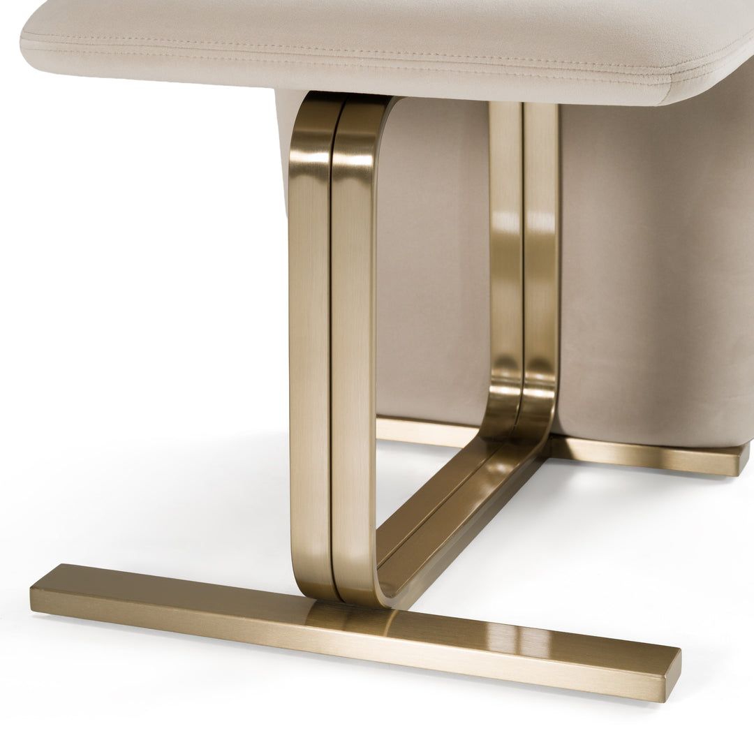 Tasha - Modern Light Beige Grey Velvet  Brushed Brass Dining Chair 