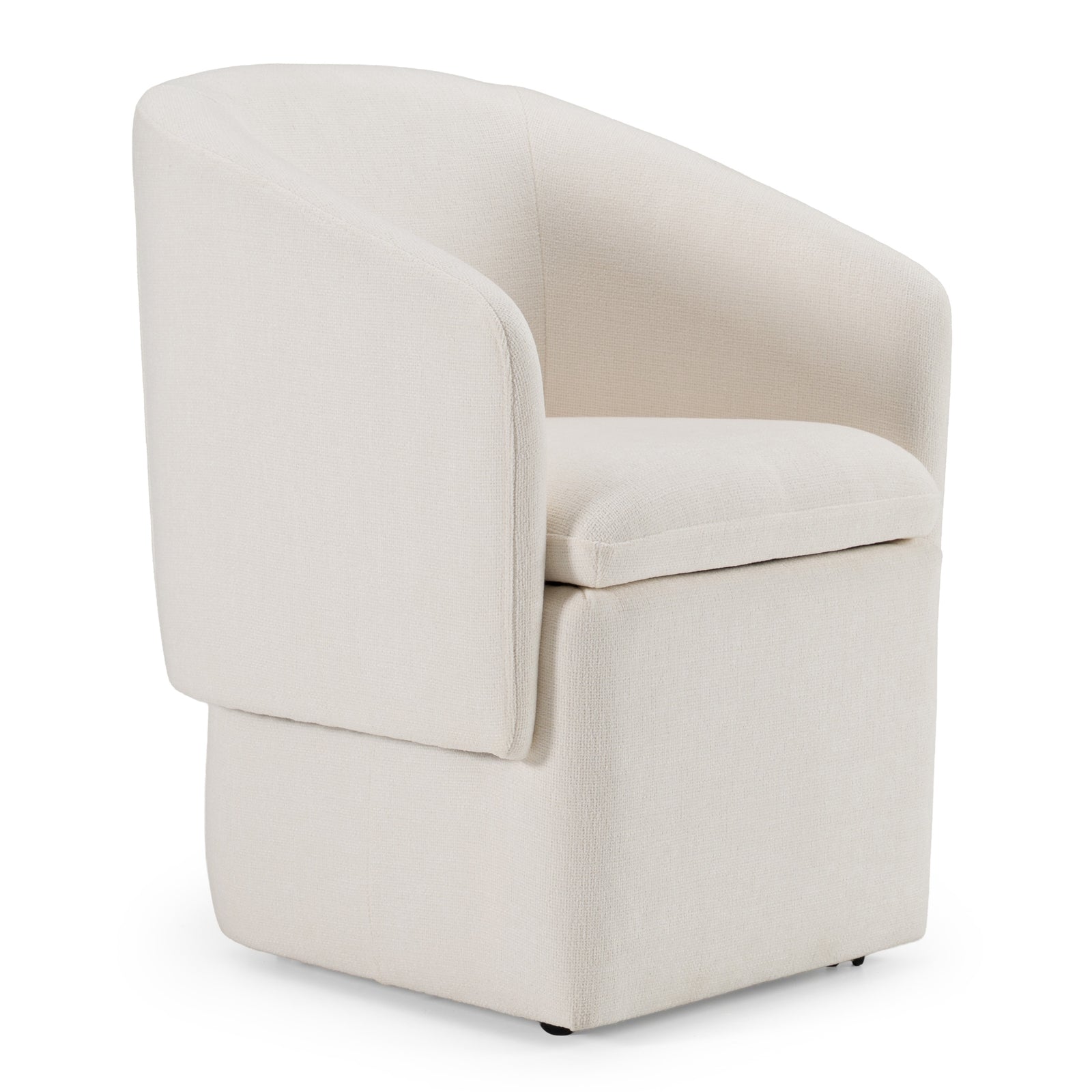 Tassell - Modern Ivory Fabric Dining Chair with Castor Wheels