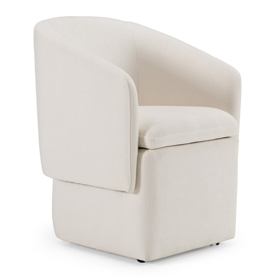 Tassell  Modern Ivory Fabric Dining Chair with Castor Wheels