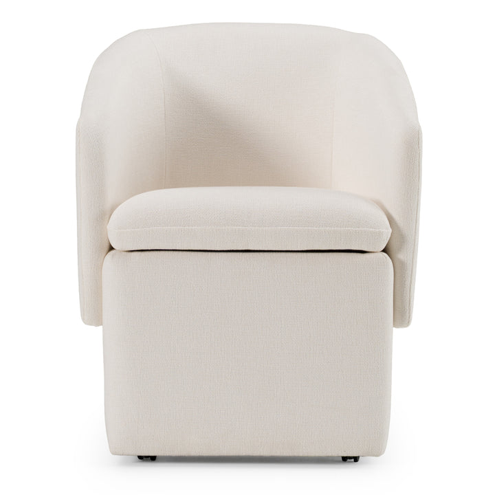 Tassell - Modern Ivory Fabric Dining Chair w/ Castor Wheels