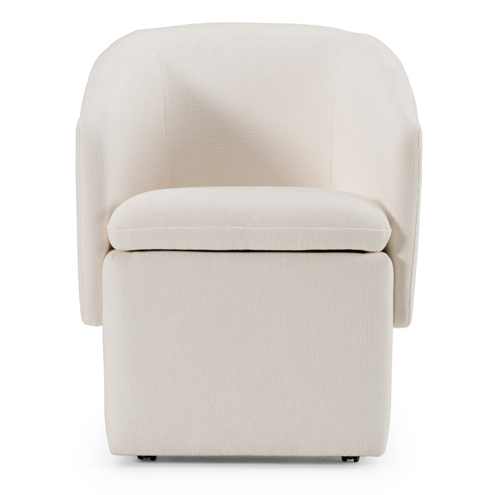 Tassell - Modern Ivory Fabric Dining Chair w/ Castor Wheels - View 3