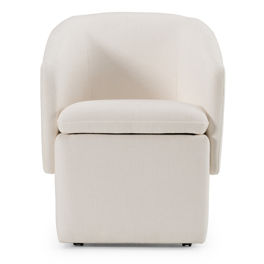 Tassell - Modern Ivory Fabric Dining Chair w/ Castor Wheels