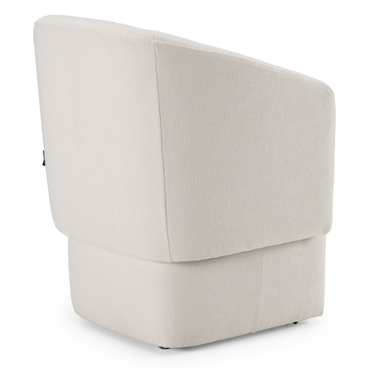 Tassell - Modern Ivory Fabric Dining Chair w/ Castor Wheels