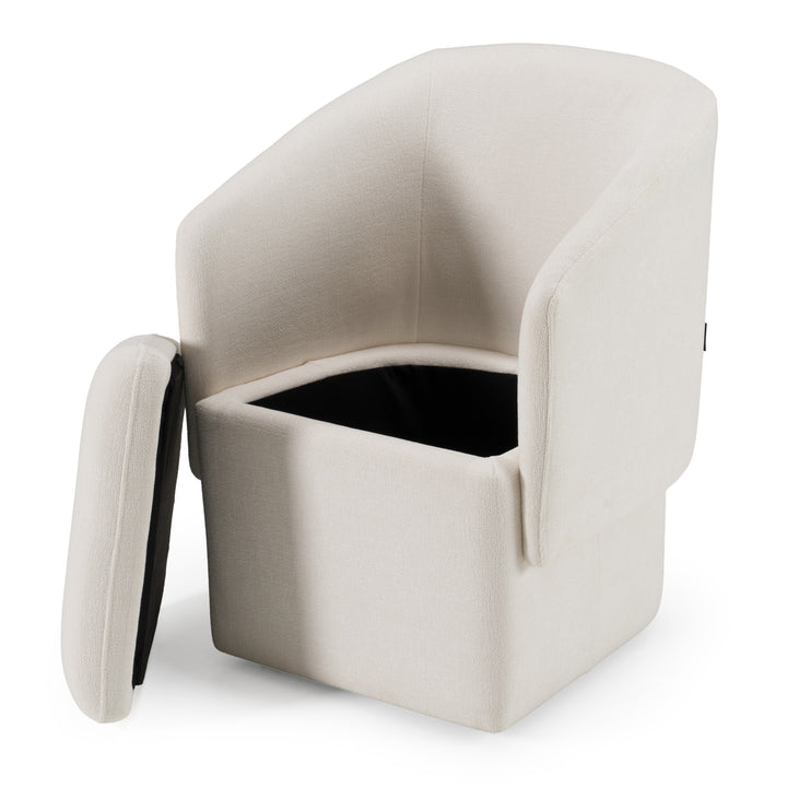 Tassell - Modern Ivory Fabric Dining Chair w/ Castor Wheels