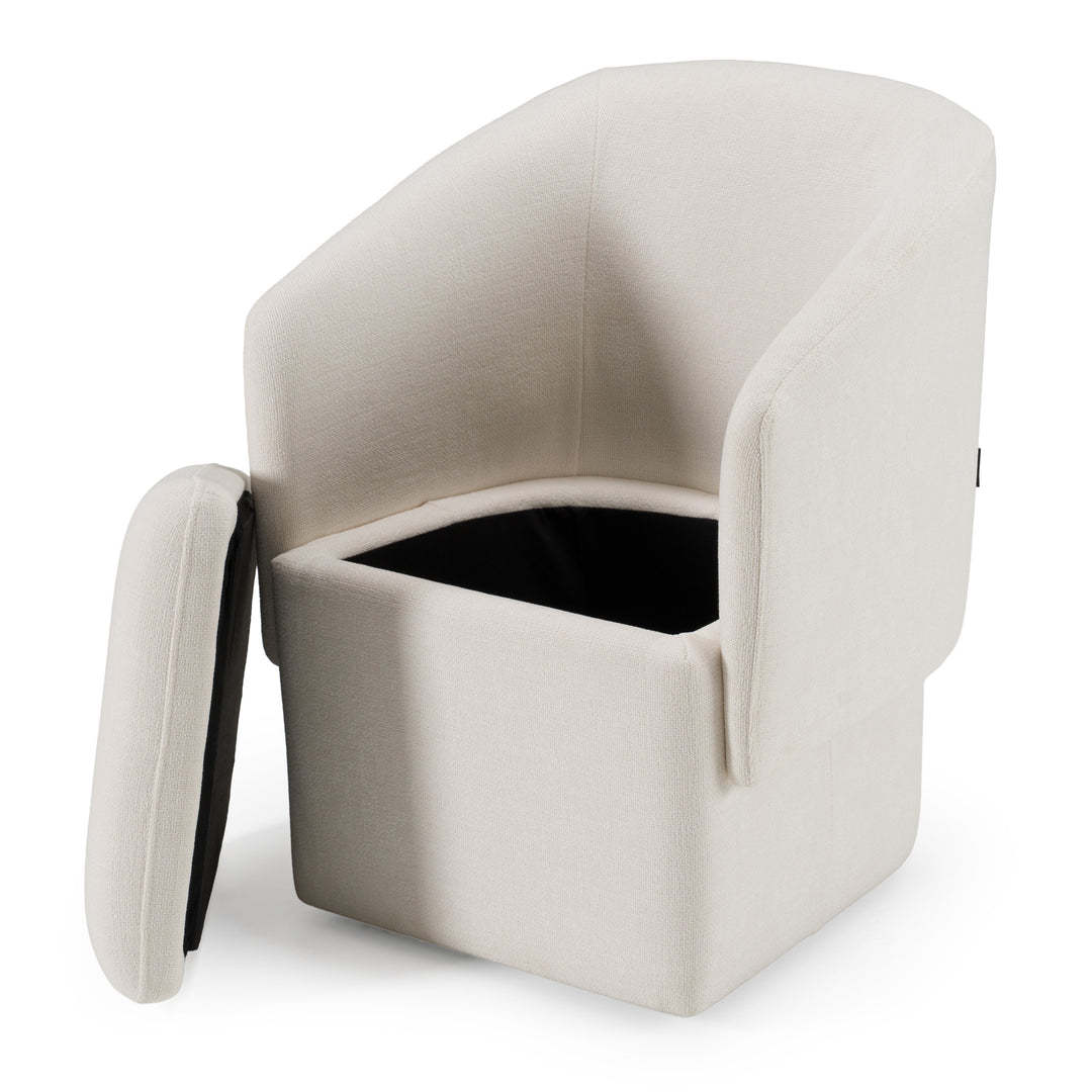 Tassell - Modern Ivory Fabric Dining Chair w/ Castor Wheels