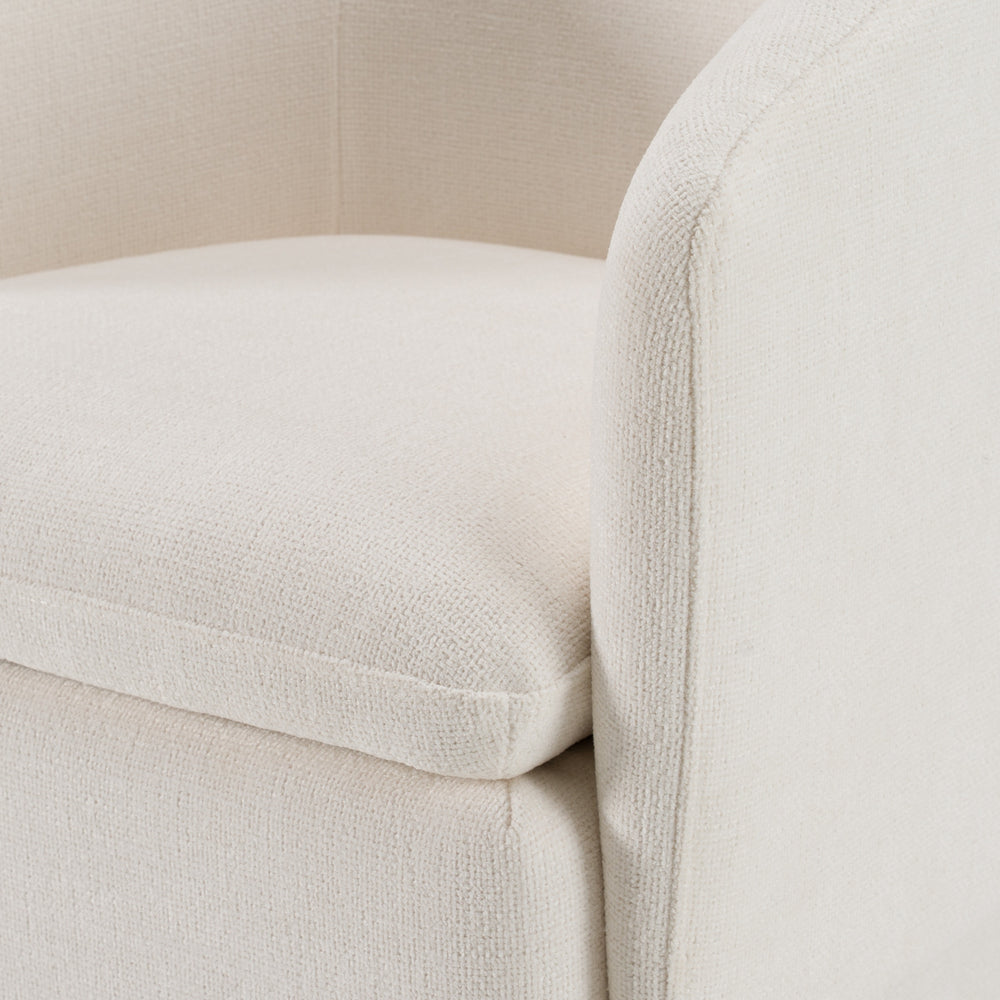 Tassell - Modern Ivory Fabric Dining Chair w/ Castor Wheels - View 9