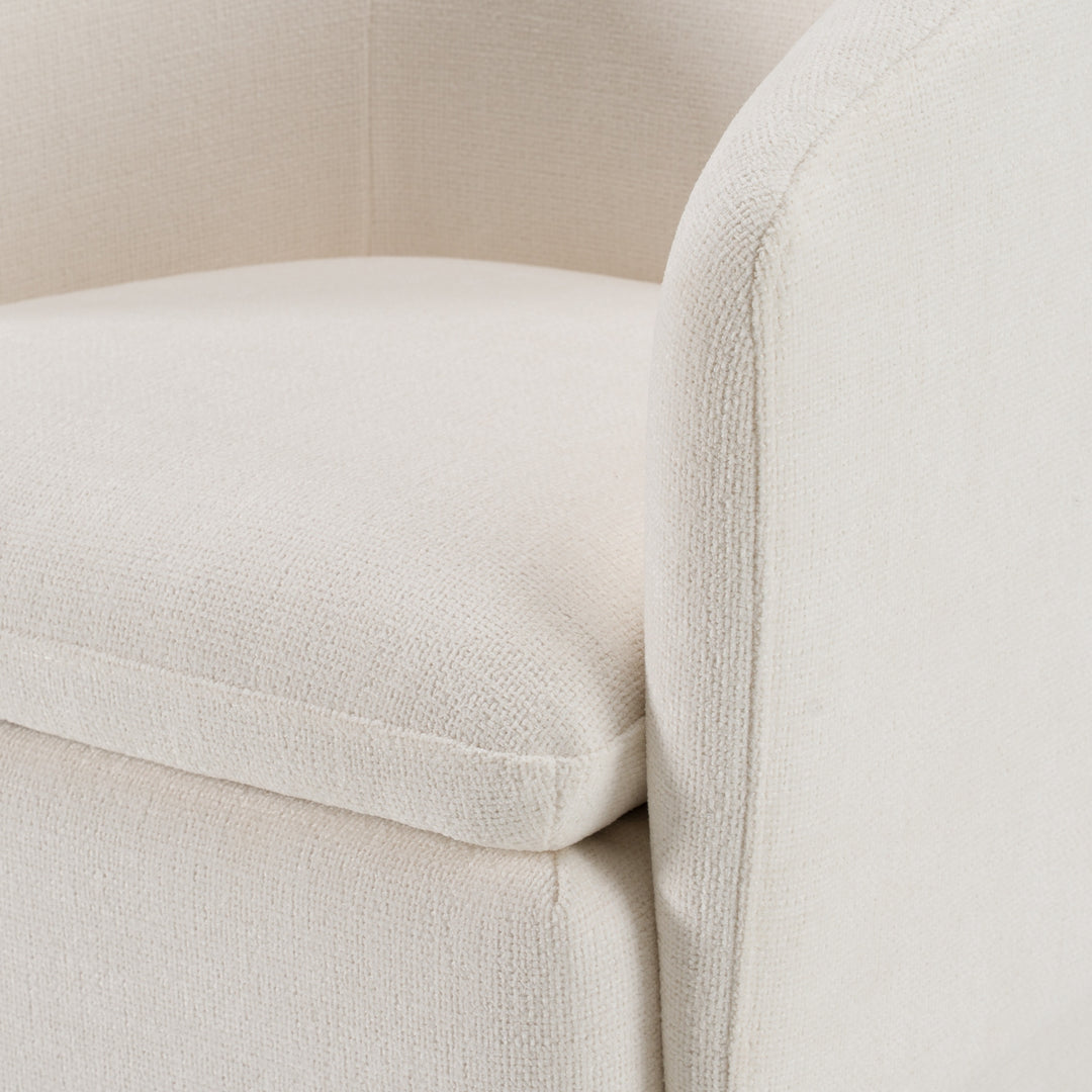 Tassell - Modern Ivory Fabric Dining Chair w/ Castor Wheels