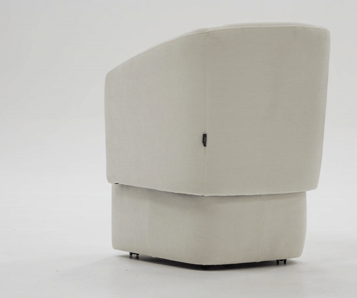 Tassell - Modern Ivory Fabric Dining Chair w/ Castor Wheels