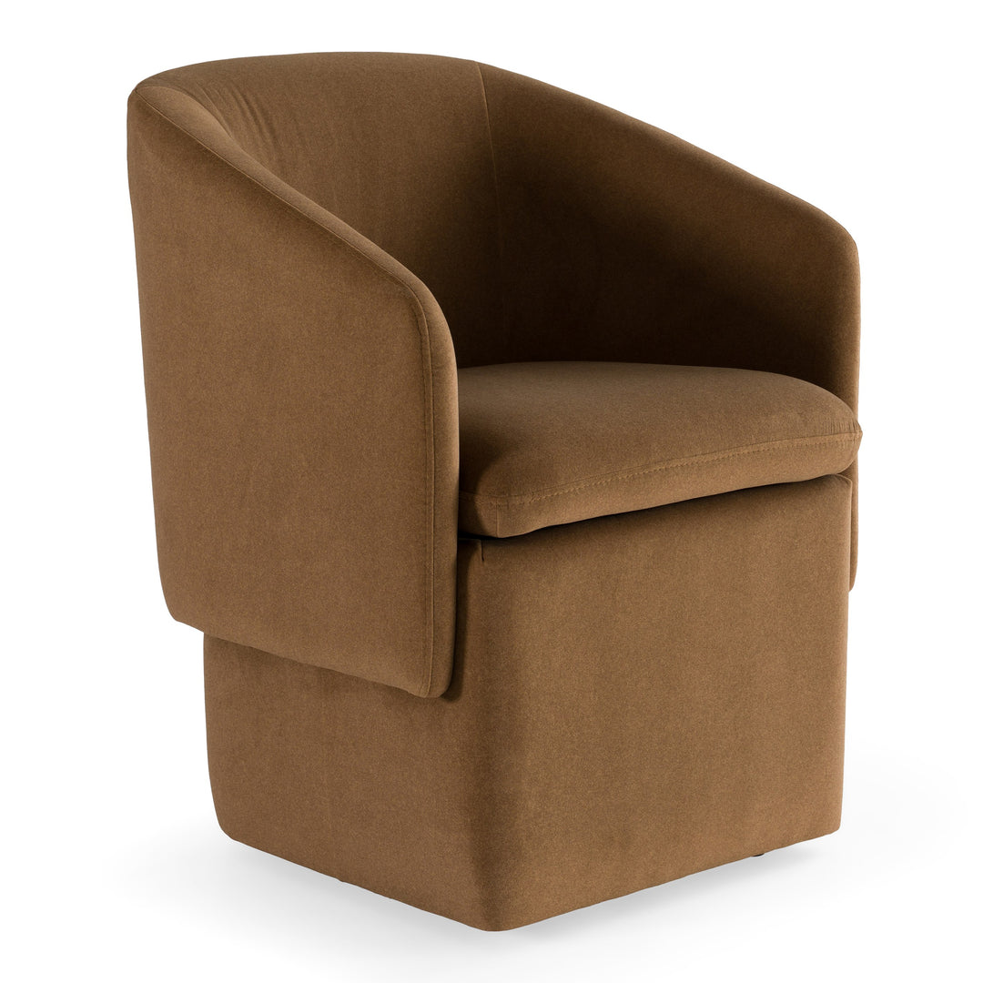 Tassell  Modern Brown Fabric Dining Chair with Castor Wheels