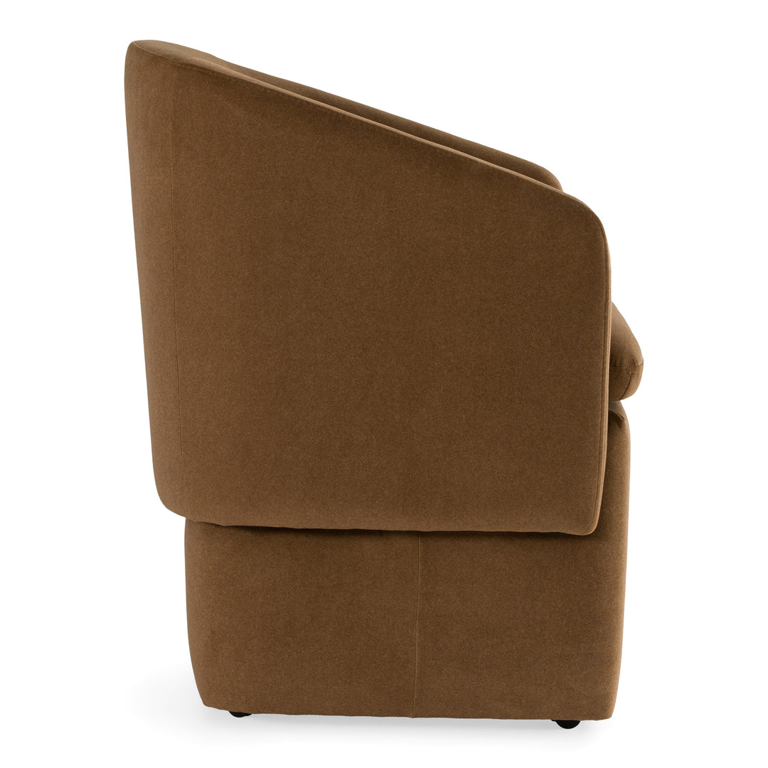 Tassell - Modern Brown Fabric Dining Chair w/ Castor Wheels
