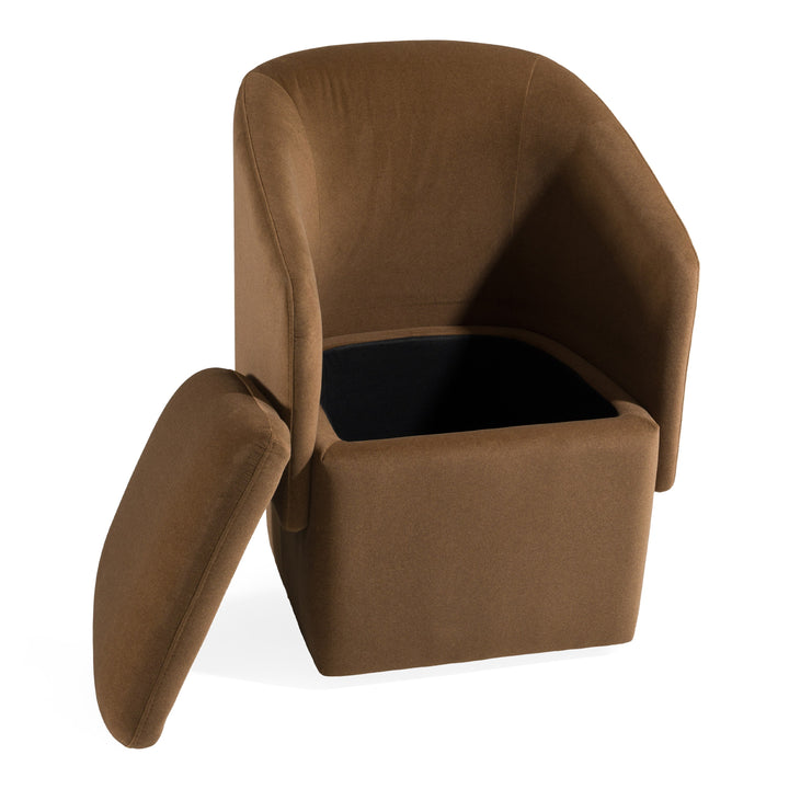 Tassell - Modern Brown Fabric Dining Chair w/ Castor Wheels