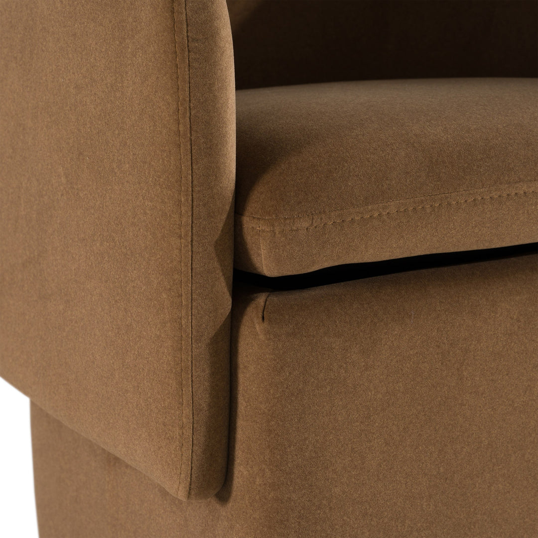 Tassell - Modern Brown Fabric Dining Chair w/ Castor Wheels