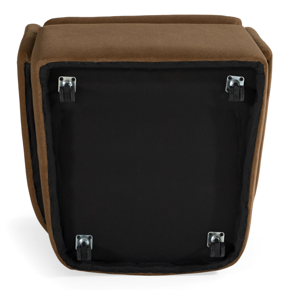 Tassell - Modern Brown Fabric Dining Chair w/ Castor Wheels - View 8