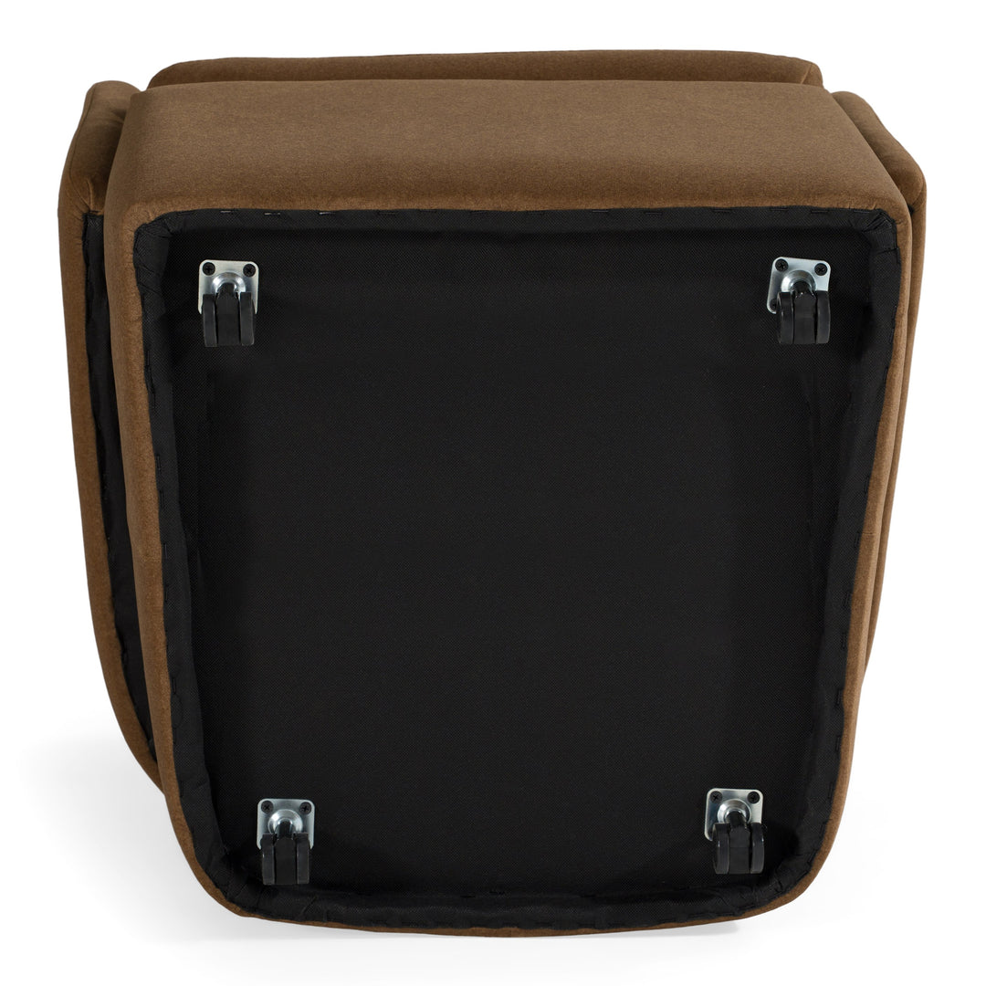 Tassell - Modern Brown Fabric Dining Chair w/ Castor Wheels
