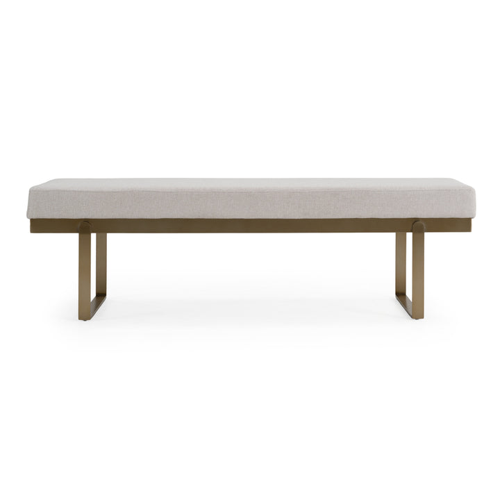 Tatum - Modern Off-White Fabric + Brass Dining Bench