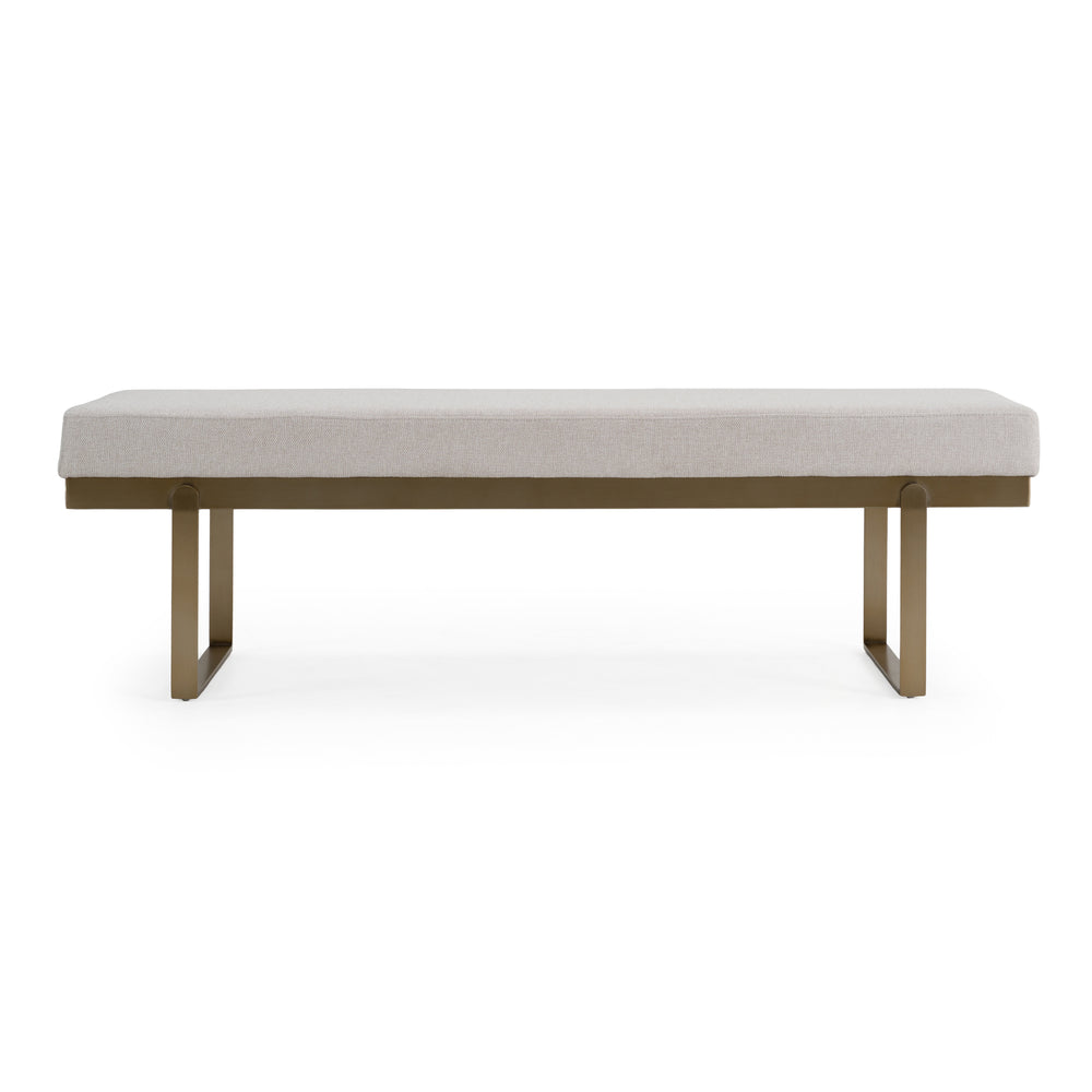 Tatum - Modern Off-White Fabric + Brass Dining Bench